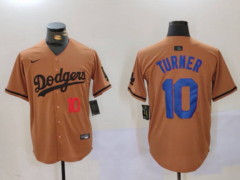 Men Los Angeles Dodgers #10 Turner army green joint name 2024 Nike MLB Jersey style 6->los angeles dodgers->MLB Jersey